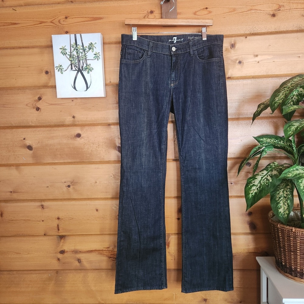 7 For All Mankind 7FAM High Waist Bootcut Jean Mid Rise Stretch Denim Tall Sz 30